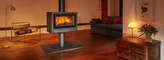 Opus tempo 80 double sided stove on a pedestal